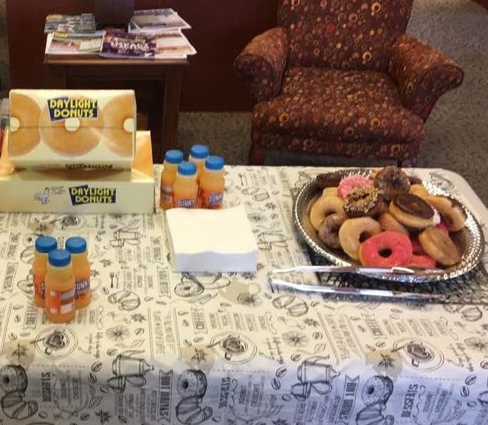 Donuts on table for customers